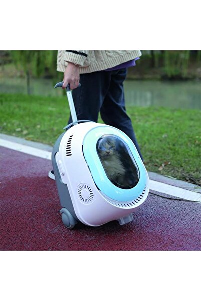 M-PETS Trolley Tekerlekli Taşıma Çantası Fanlı Beyaz