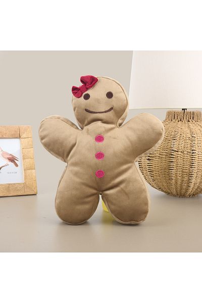 Evidea Soft Gingerbread Girl Figured Pillow - Brown - 40X25 cm