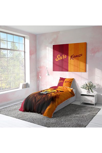 Viadela Yellow Red Lion Patterned Duvet Cover Set (Without Sheets)