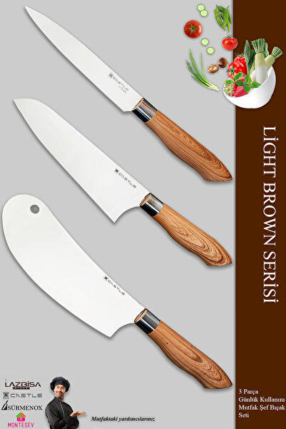 Castle Light Brown Serisi Mutfak Bıçak Seti