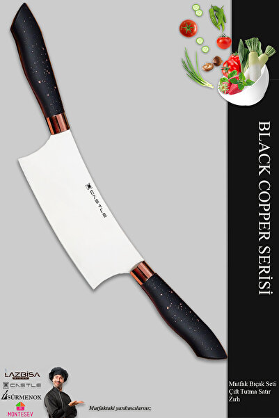 CASTLE KITCHEN Black Copper Serisi Mutfak Bıçak Pizza Pide Börek Kıyma Bıçağı...