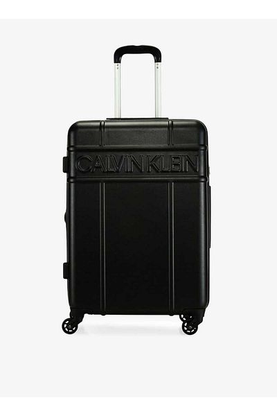 Calvin Klein Textured Hardcase Trolley Bag With Retractable Handle 24''-m - Check-in