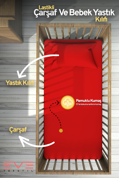 Eve Tekstil Bebek & Çocuk Antialerjik Pamuklu RanForce Lastikli Çarşaf ve Yas...