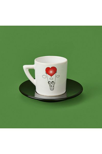 LİMBO Limbo Lmb-I02 Love Themed 2-Piece Cup Set - Colorful - 90 ml