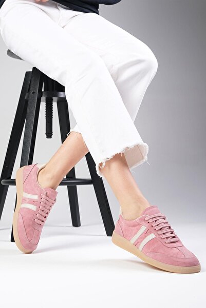 Mio Gusto Valda Genuine Suede Powder Color Women's Sneakers