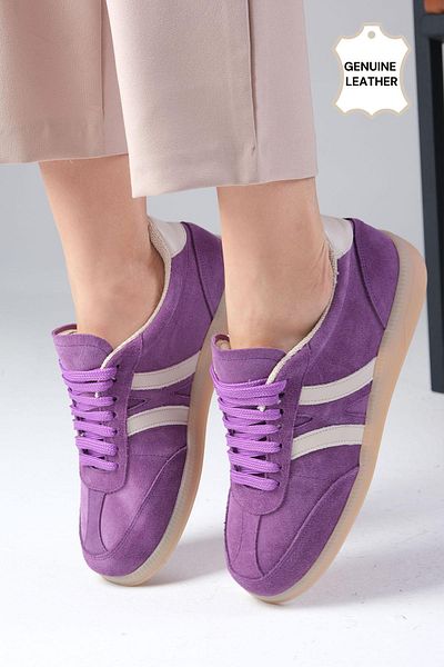 Mio Gusto Valda Genuine Suede Lilac Color Women's Sneakers
