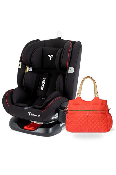 TEKNUM Teknum Evolve 360 Car Seat (0 - 12yrs) with Sunveno Fashion Diaper Bag - Black