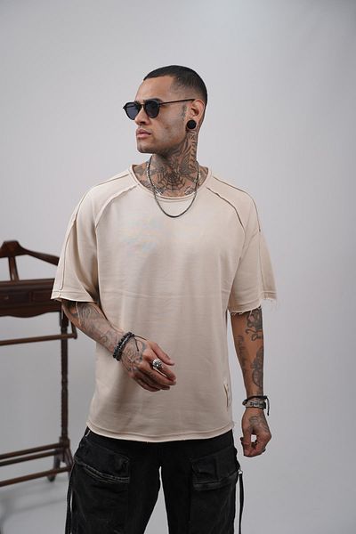 king brich Ανδρικό μπλουζάκι με βρώμικο γιακά Oversize Raglan Sleeve