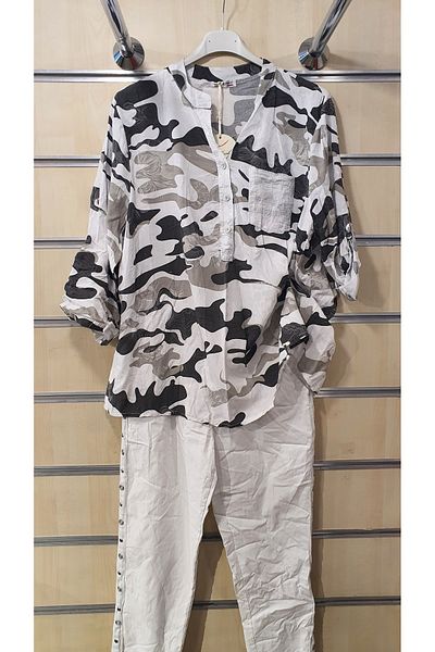 Park Moda Cămașă Tie Dye Camuflaj Model Paiete Detaliat Jumătate de nasturi