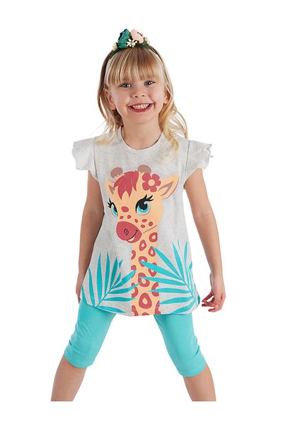 Denokids Sommer-T-Shirt-Leggings-Set für Mädchen mit Rüschen und Giraffe