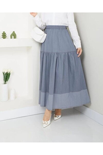 Doque 52014 KOT ETEK BELİ TAM LASTİKLİ ORTADAN FIRFIRLI KLOŞ ETEK QYS ETEK #24-04#