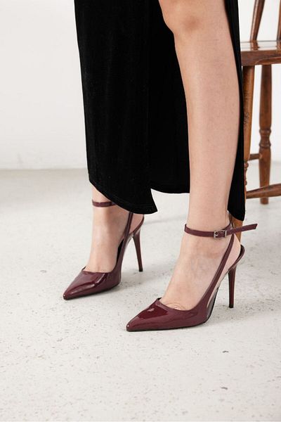 AYAKKABI PRENSİ Pia Curea la gleznă Transparentă Detaliată Cherry Stiletto 10 Cm Stiletto Femei, Tocuri Înalte