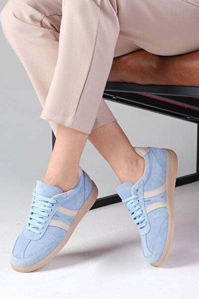 Mio Gusto Valda Genuine Suede Blue Color Women's Sneakers