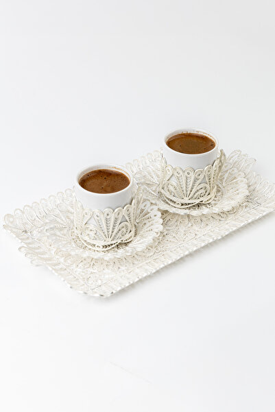 Black Sea Port El Işçiliği Telkari Gümüş Kaplama Ikili Kahve Fincanı Isteme T...