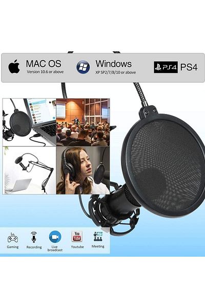 COOYA Professional Microphone Set, USB 2.0,16mm transducer,92 kHz,24bit,For  Laptop,PC and Mobile phones