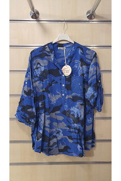 Park Moda Cămașă cu model de camuflaj cu vopsea cravată cu detaliu de paiete