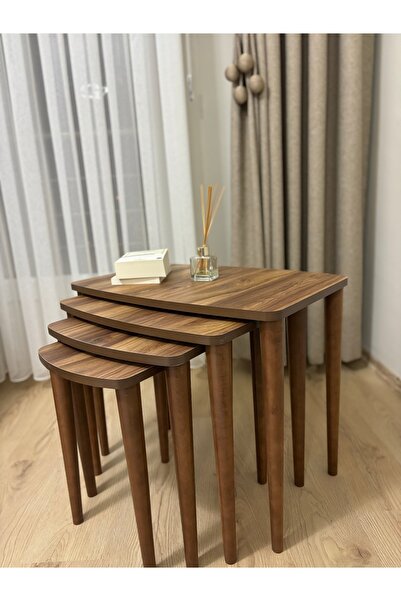 BAŞARAN CONCEPT Başaran Concept  4’lü Ultra Kaliteli Üst Kısmı  Ceviz Mdf Zig...