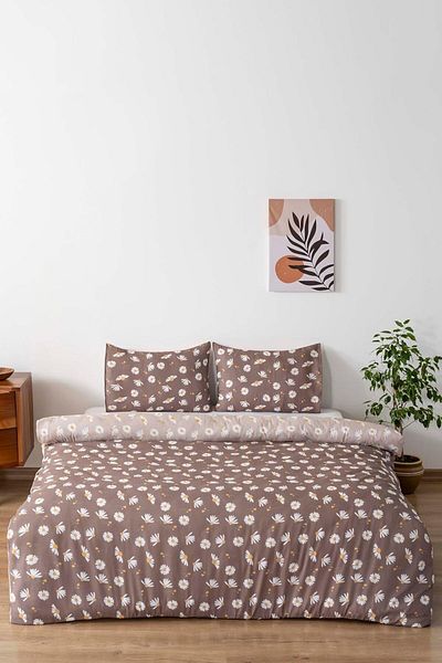 STOREMAX Jvnnshop Coffee Daisy Double Duvet Cover Set Cotton 646268