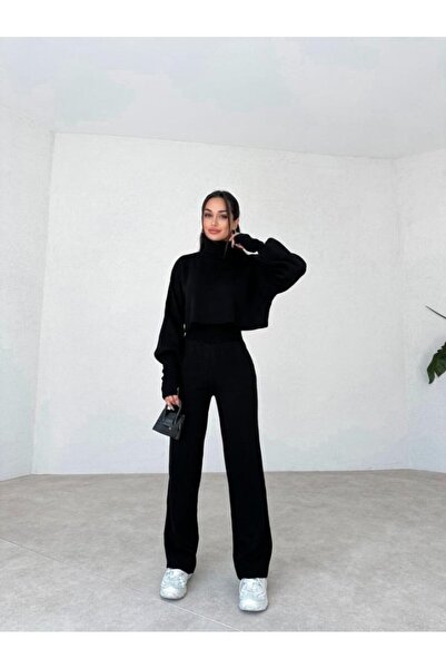 Mooi Butik Balıkçı Yaka Parmak Geçirmeli Alt Üst Triko Takım