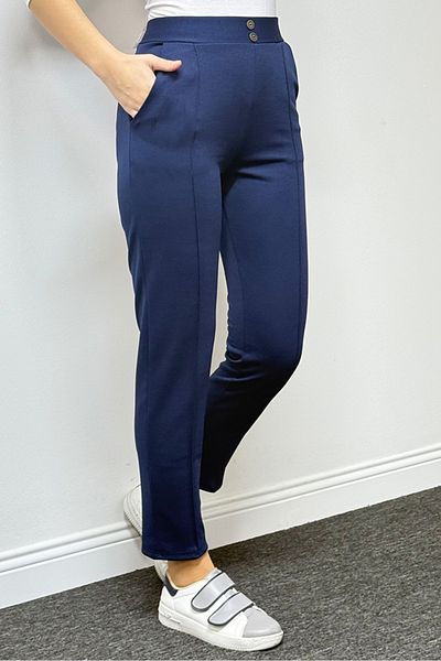 Bestenur Ornamental Button Pocket Trousers 1354 - Navy