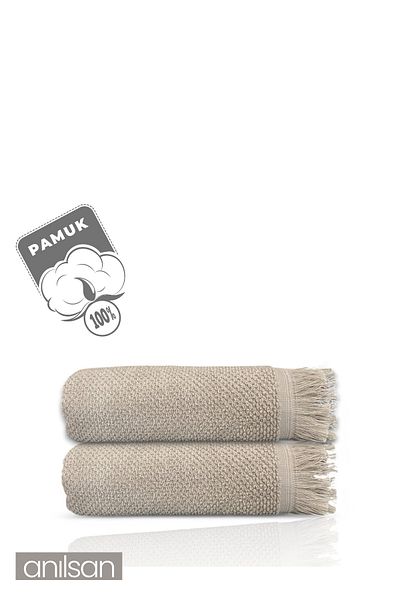Anılsan Πετσέτες χεριών 2 Pack Beige Jelena - 50x90 cm, 225 gr, 100% βαμβάκι, πετσέτες σπα και ξενοδοχείου, κατάλληλες για καθημερινή χρήση