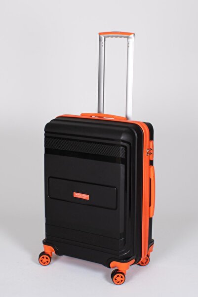 travelpolo Orta Boy Kırılmaz Valiz Siyah Oranj Turuncu 1017