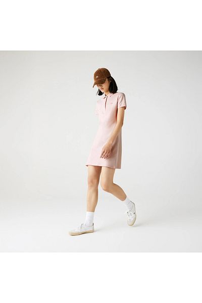 Lacoste فستان وردي بياقة بولو بقصة مستقيمة EF 547300 -السيدة