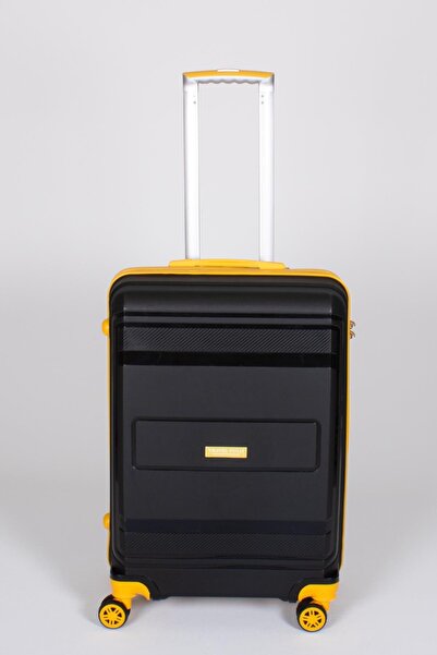 Travel POLO Orta Boy Kırılmaz Valiz Siyah Sarı 1017
