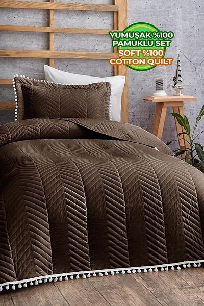 STOREMAX Dark Brown Pompom Single Bedspread 646268