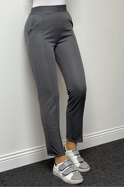 Bestenur Anthracite Ornamental Button Pocket Trousers 1354