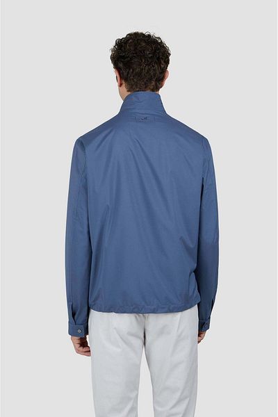 PAUL&SHARK Men's Windproof Waterproof Lightweight Fabric Stand Collar Long Sleeve Blue Jacket with Extra Inner Pocket 25412