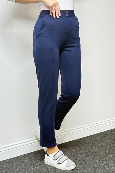 Bestenur Ornamental Button Pocket Trousers 1354 - Navy