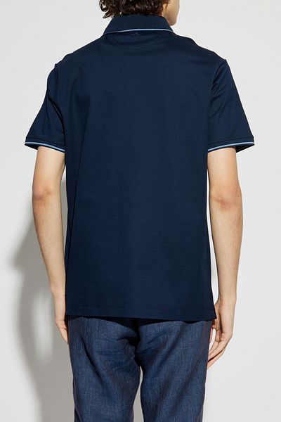 PAUL&SHARK Men's Regular Fit 100% Cotton Short Sleeve Navy Blue Polo Neck T-Shirt 25411219 -013