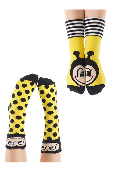 Denokids Arı Girl Gelb Schwarze Socken 2er-Set