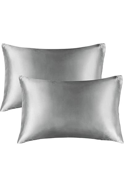 STOREMAX Pillowcase, queen size, curly hair, silky structure (queen (50x75), silver)