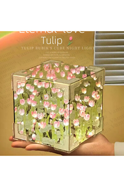 Ouptec Sonsuz Lale Gece Lambası aynalı yaratıcı üç boyutlu küçük simülasyon ışık masaüstü süs hediyeler