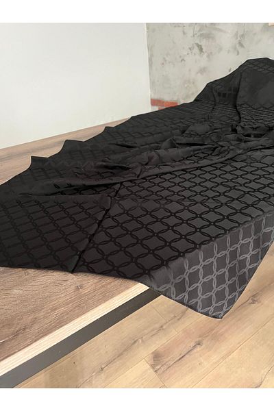 Merwiss Silky Jacquard Chain Patterned Black Shawl