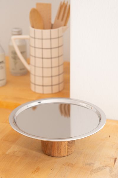 Beige & Stone 23 cm Sweet Fruit Serving/Presentation Tray with Cylinder Wooden Legs