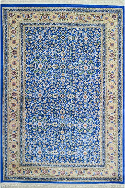 Quality Hereke Yedi Dağın Çiçeği Desenli Mavi Renk Bambu Halı (80x125 cm)