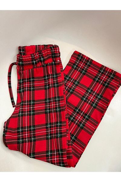 atabay Red Black Pajama Bottom with Plaid