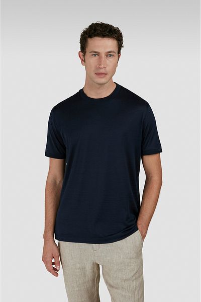 PAUL&SHARK Men's Cotton Regular Fit Round Yak Short Sleeve Navy T-Shirt 25411008 -050