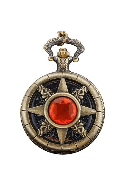 STİLLOVE Lüx Kırmızı taşlı Bronz Renkli Antik Güneş Ve Kutup Yıldızı Figürlü ...