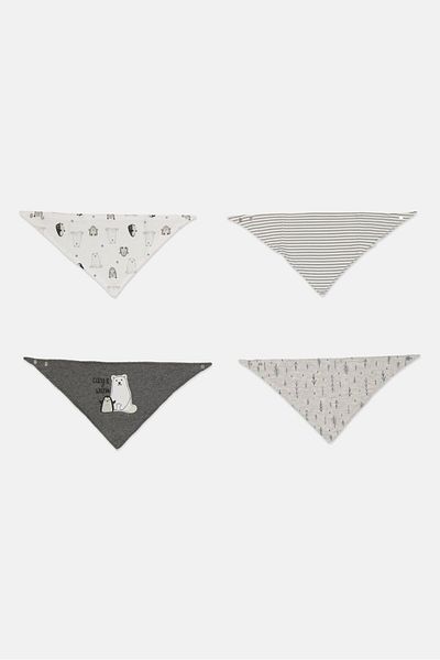 RENE ROFE Toddlers Girl 4 Pcs Textured Bib, Black