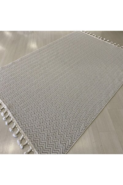 Halımax Reform Halı 6043 Nepal Sisal Beyaz Bukle Örgü Saçaklı Modern Salon Halısı Yolluk