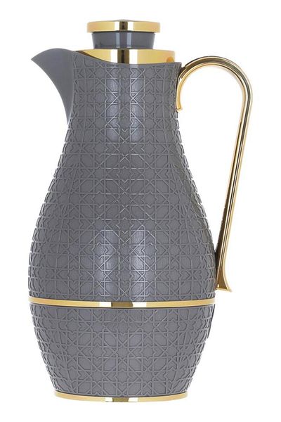 ALSAIF Plastic Stake Thermos Set 1/1 Liter 2 Pieces Dark Grey