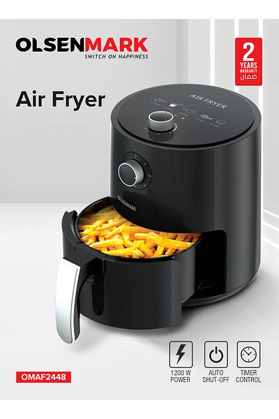 Olsenmark Powerful Automatic Air Fryer 2.5 L 1200 W OMAF2448R Black