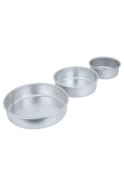 ALSAIF Aluminum Cake Molds Set 3 Pieces Silver