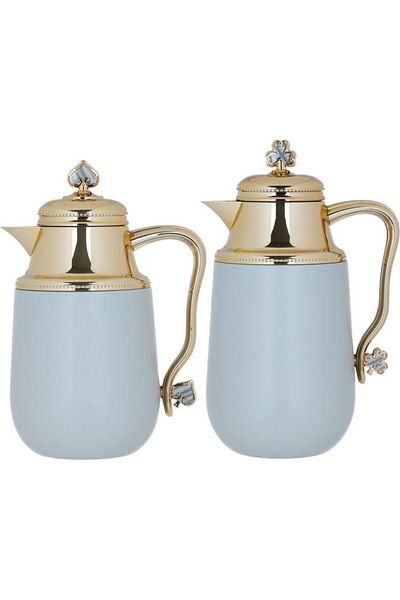 ALSAIF Fatima Plastic Thermos Set 1/0.7 L Gilded 2 Pieces Light Gray