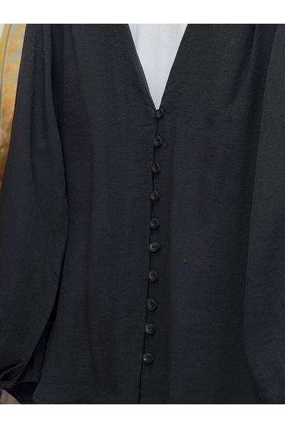 Ebrar Store Черна блуза с копчета Nuran Brit - BN4232