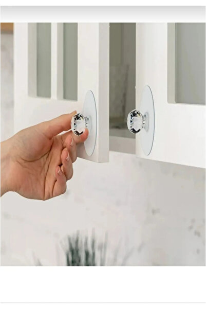 Hilamingo Home 1 Adet  Kristal Başlıklı Yapışkanlı Kulp Dolap Çekmece Kapak K...